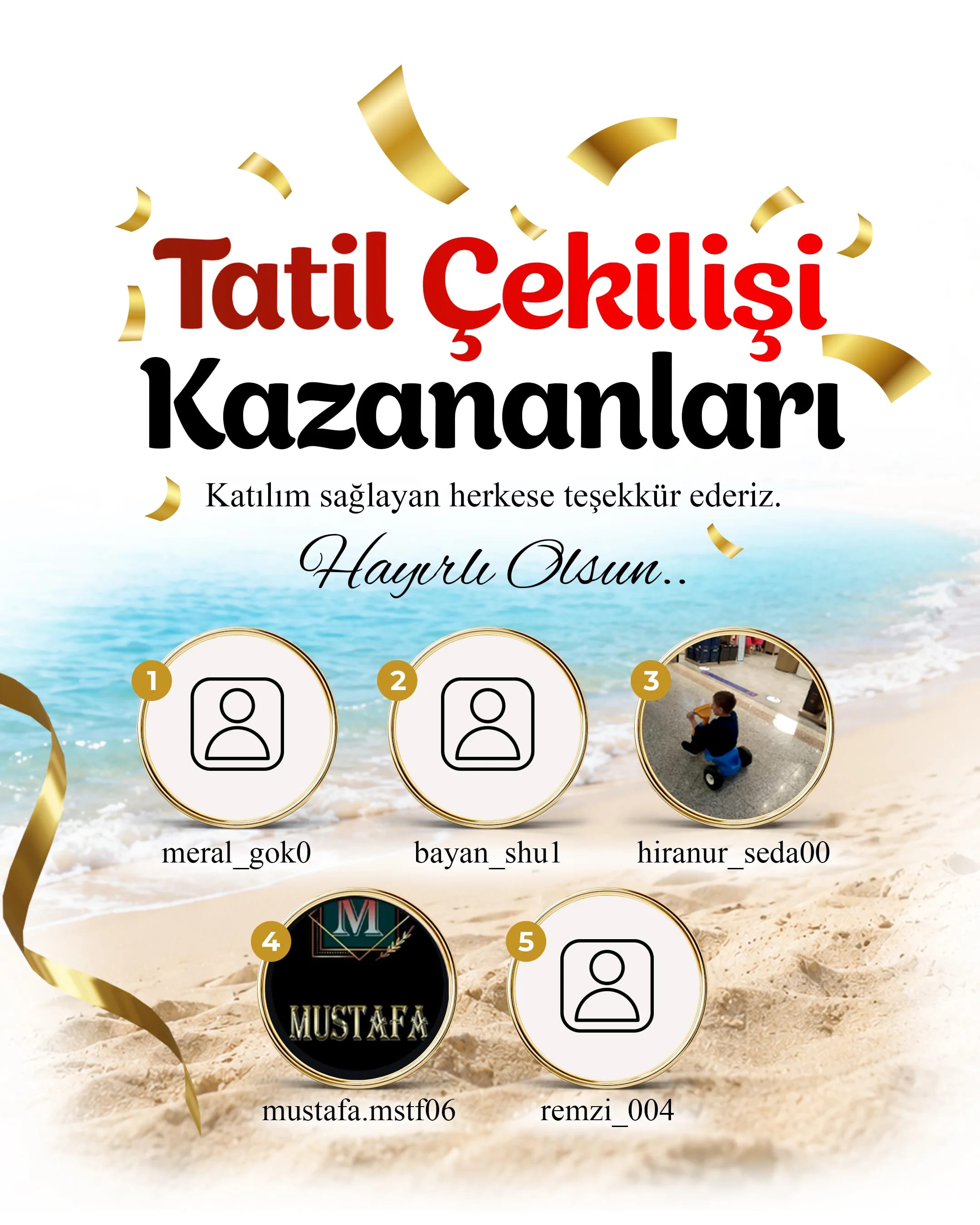Yaz tatili çekilişi kazananları belli oldu — talihlilerimize hayırlı olsun